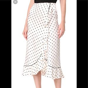 Ganni Leclair polka dot silk ruffle skirt